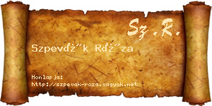 Szpevák Róza névjegykártya